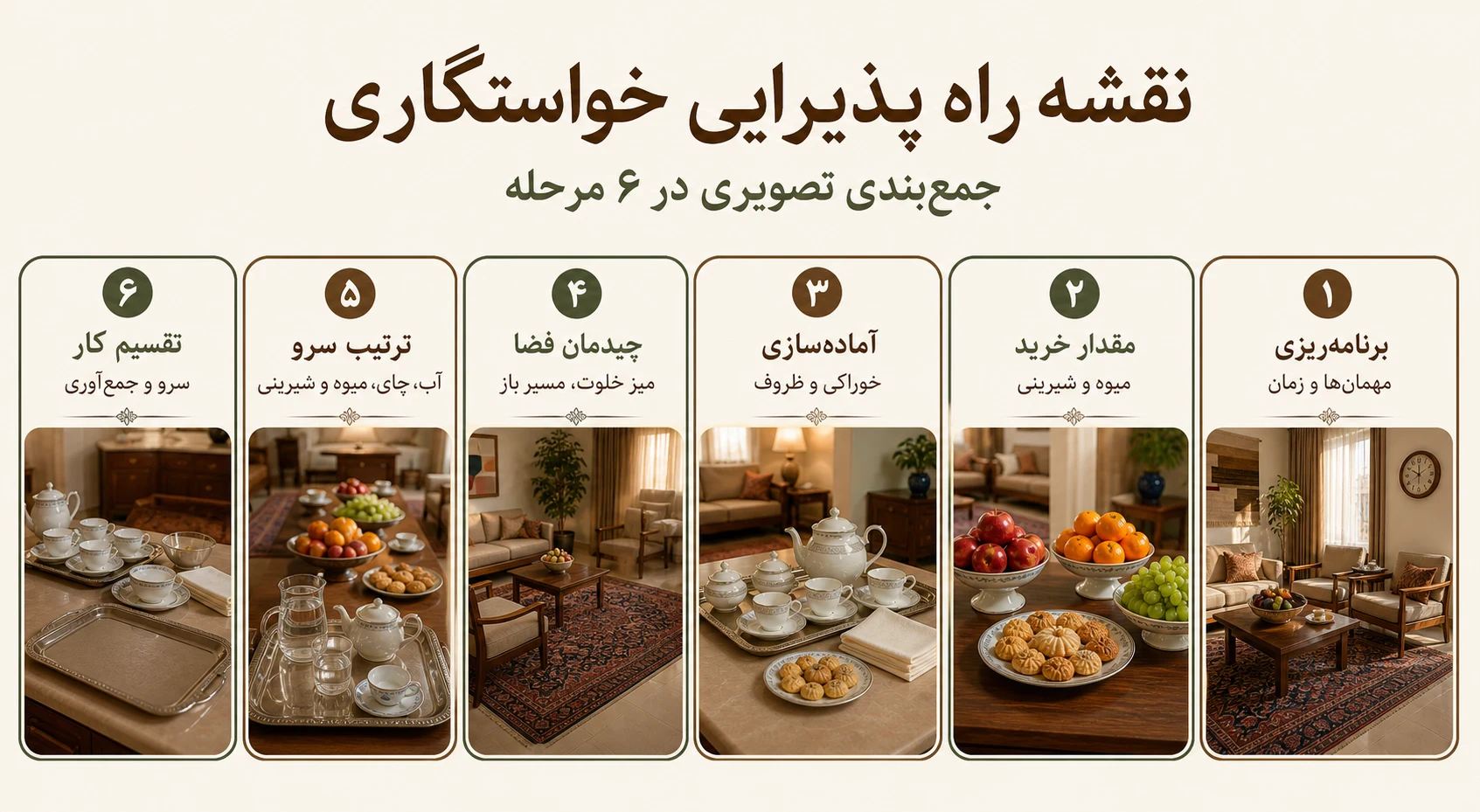 شش مرحله پذیرایی خواستگاری؛ از خوشامدگویی تا جمع‌آوری ظروف